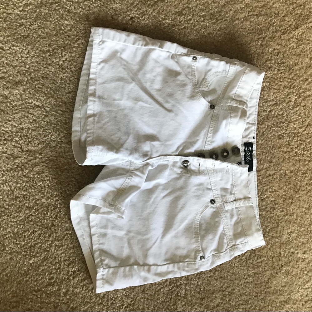 White button front shorts